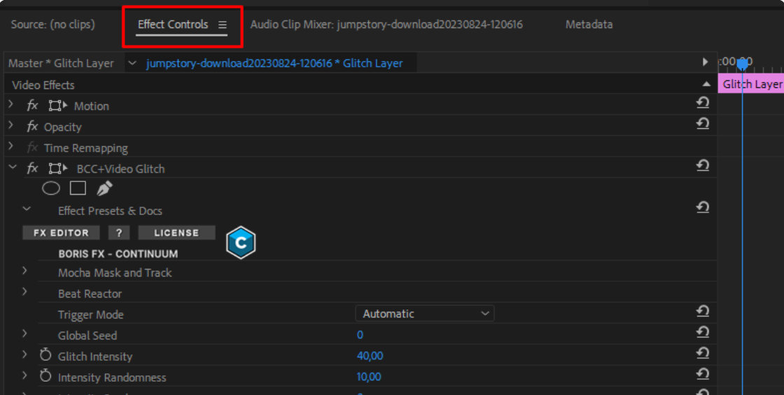 Showing how to create a free glitch transition Premiere Pro