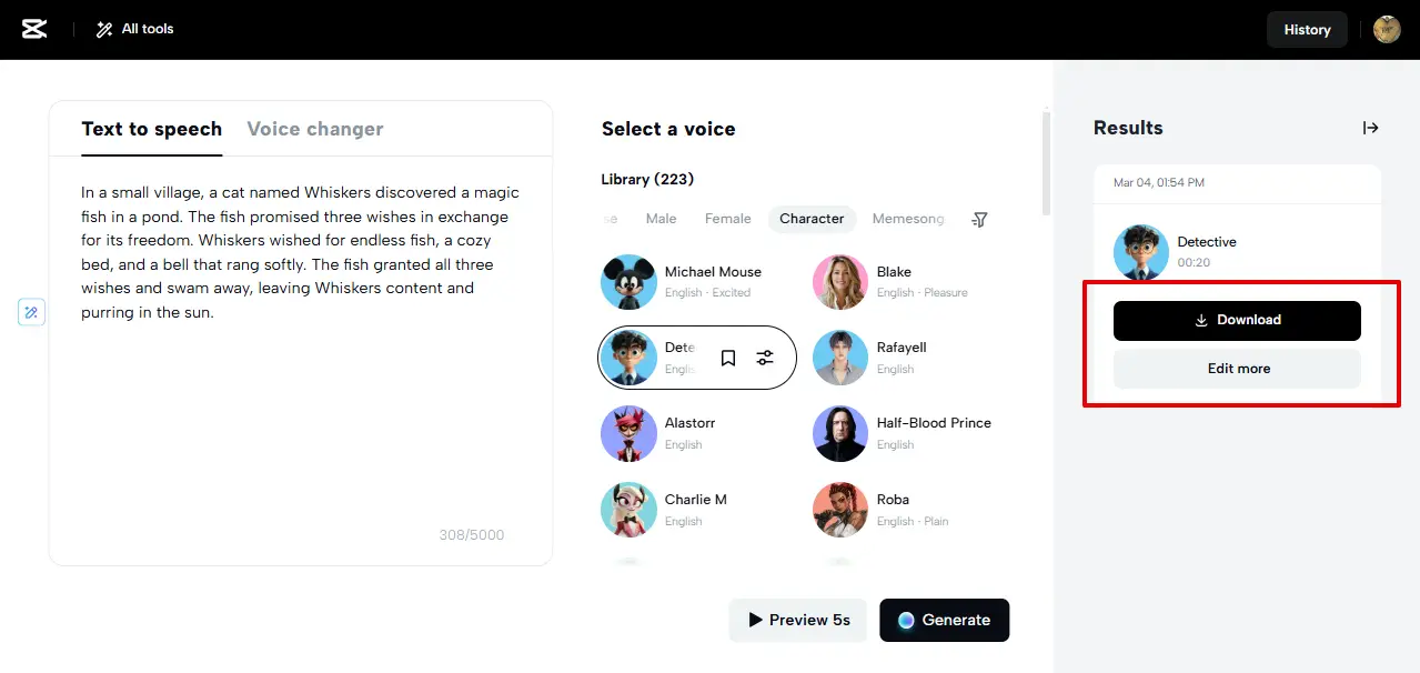 Download or edit your audio