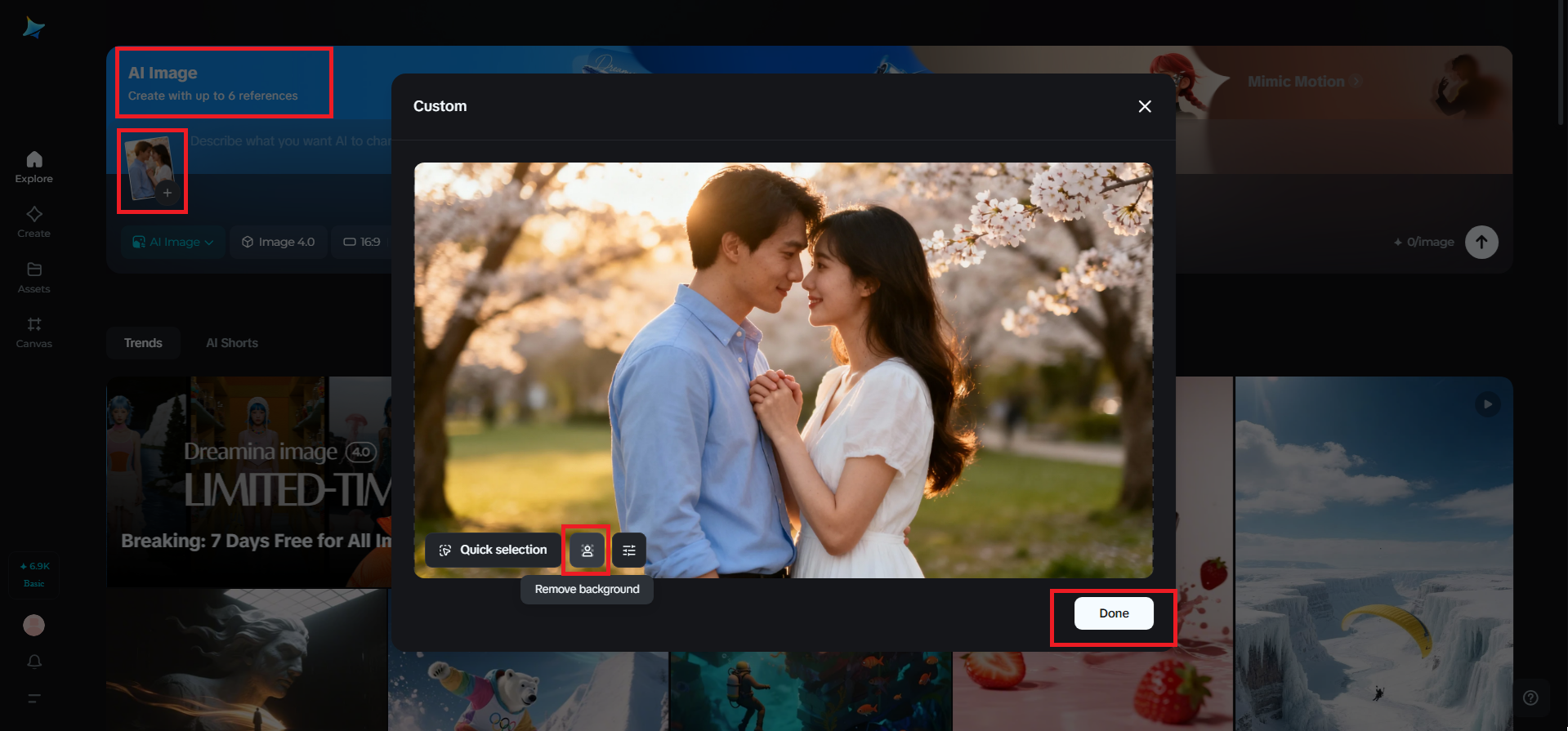 Upload your photo and remove the background