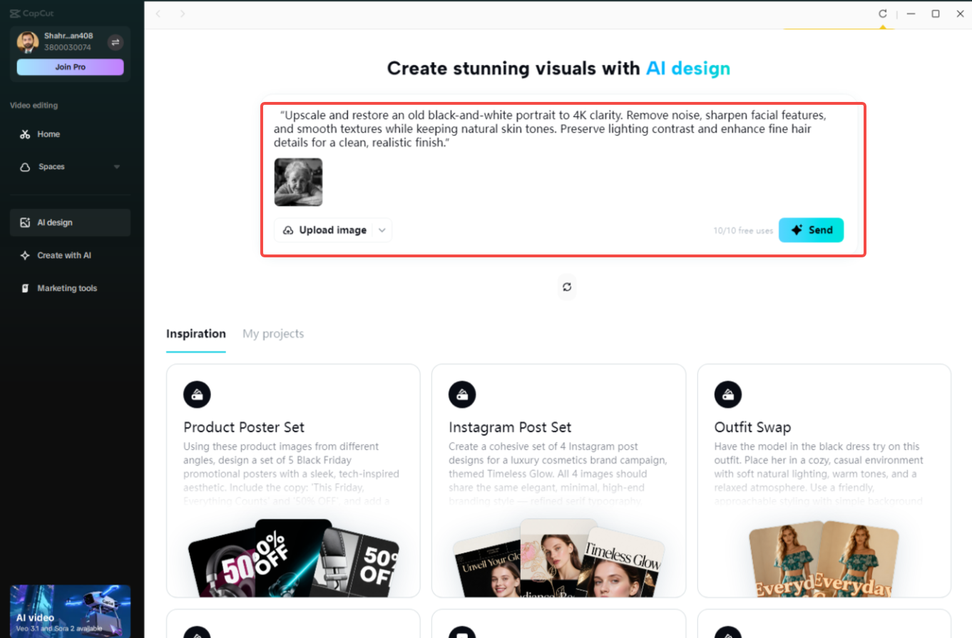 Launch the AI design workspace