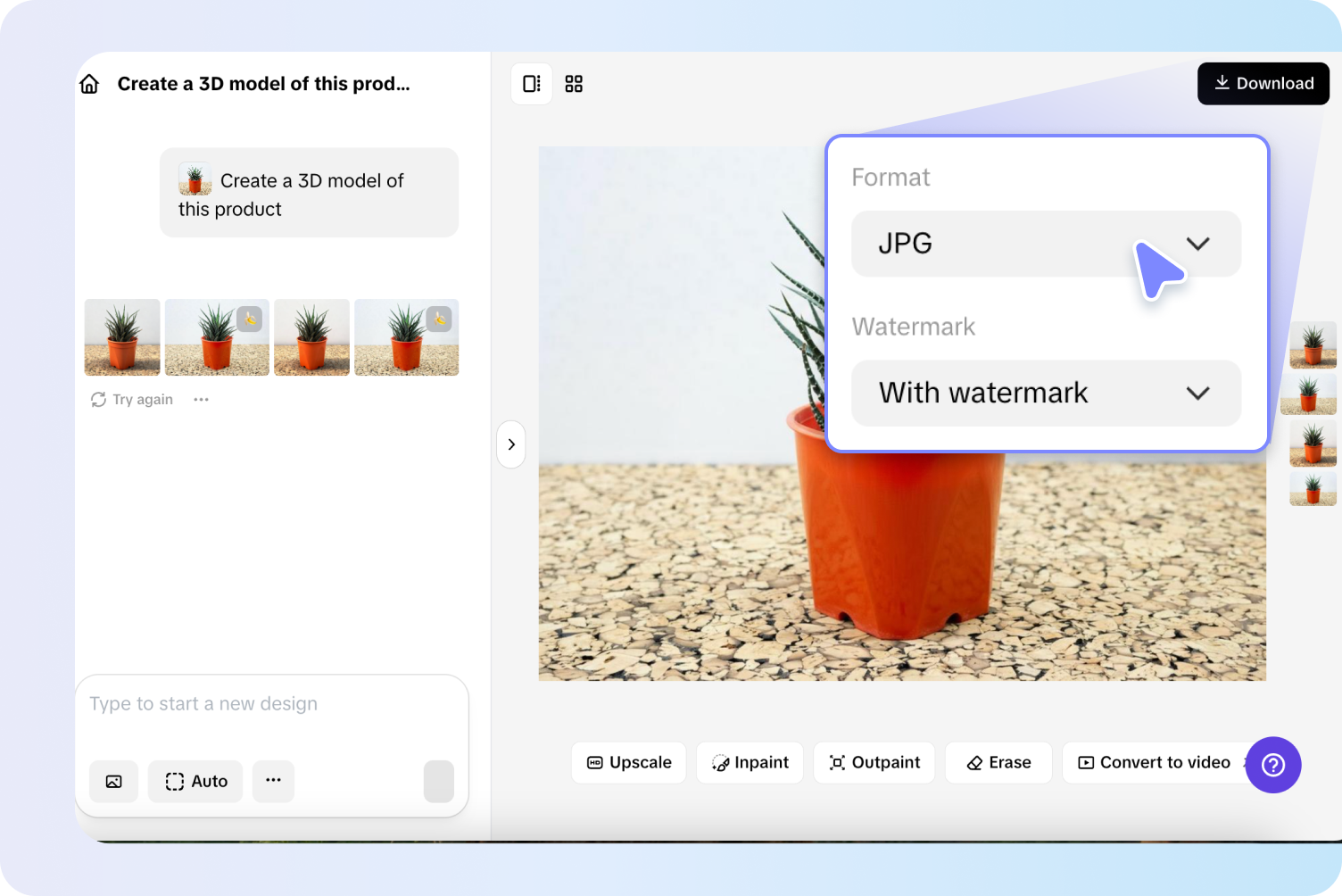 Exporting image from Pippit