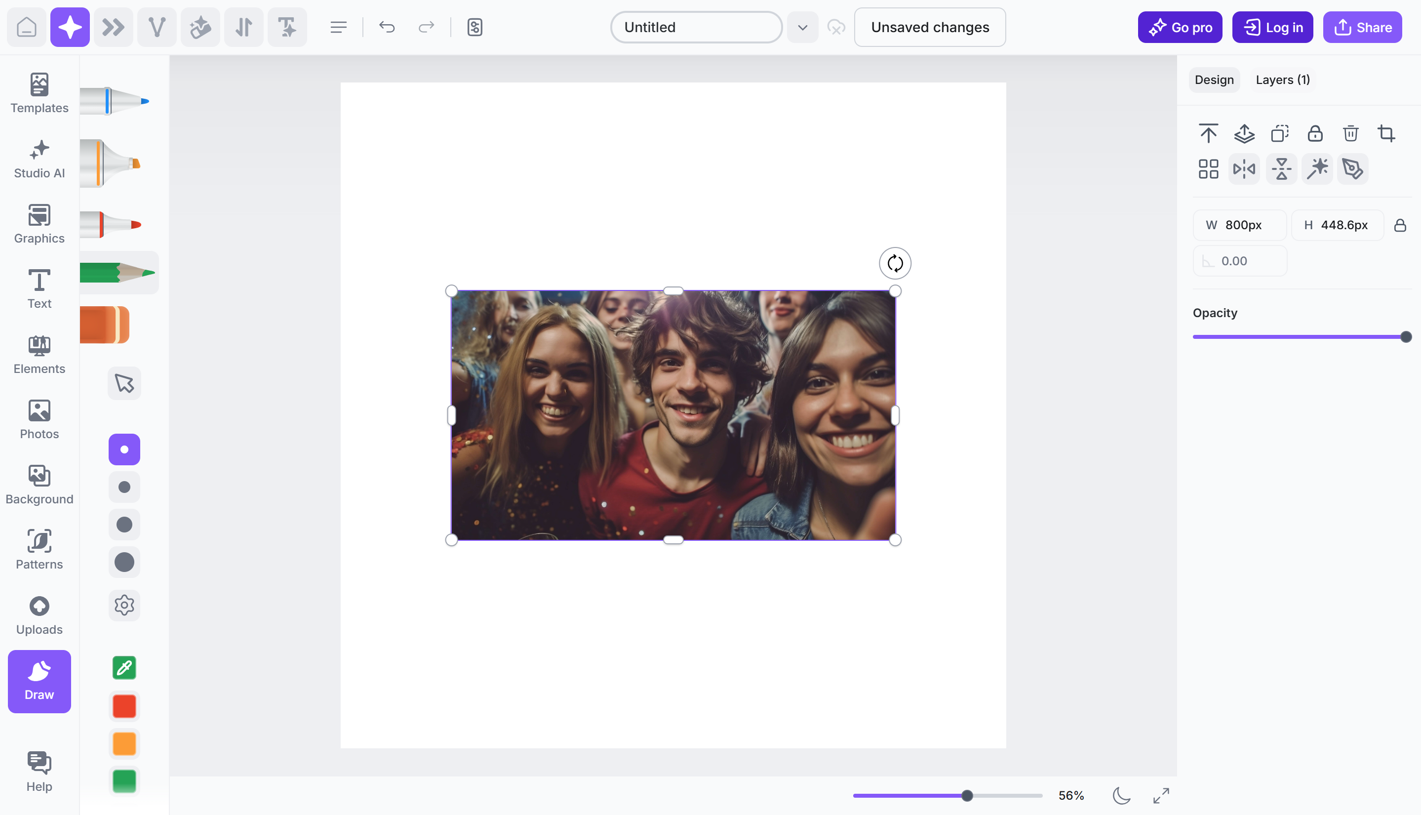 Interface of Fabric - an online photo editor to change eye color