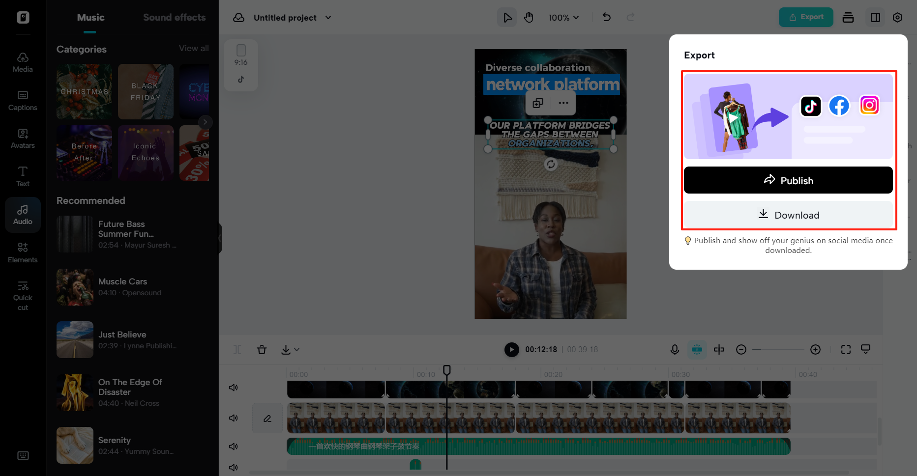 Download or publish your video