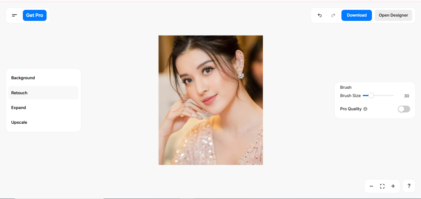 Interface of Pixelcut - a reliable online photo face cleaner