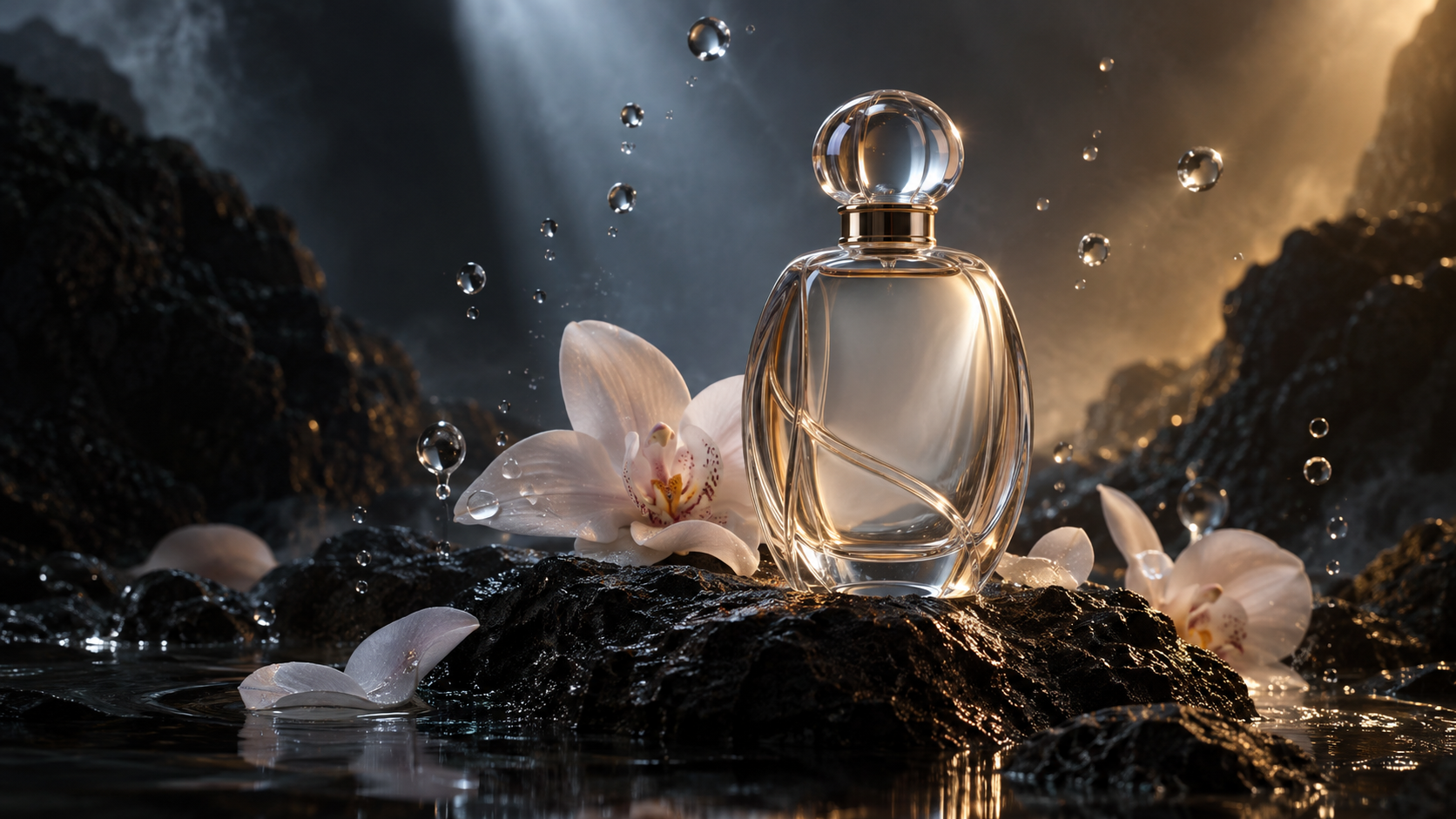 Gemini AI photo prompts: Volcanic-Stone Perfume Study