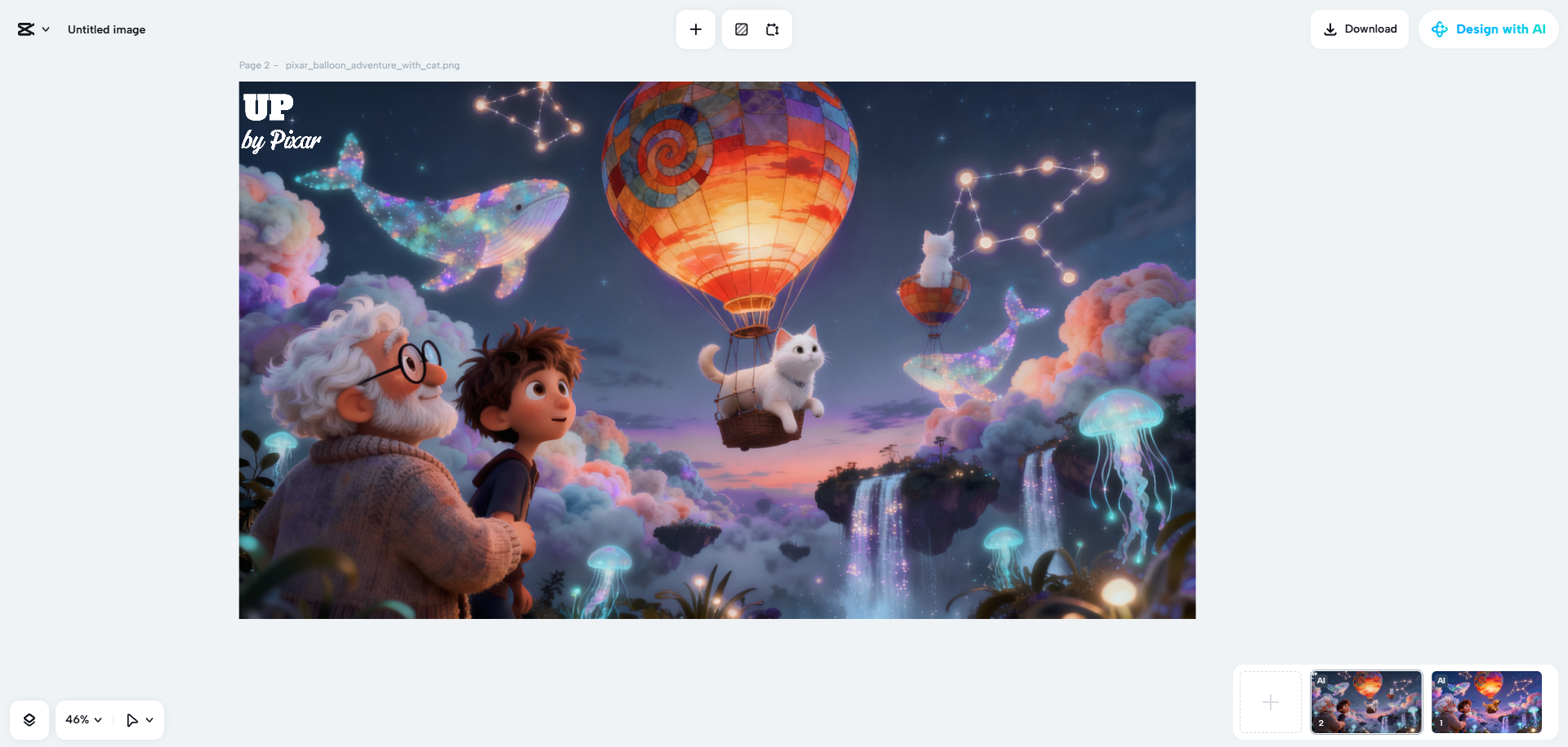 Ciri reka bentuk AI CapCut Web berfungsi