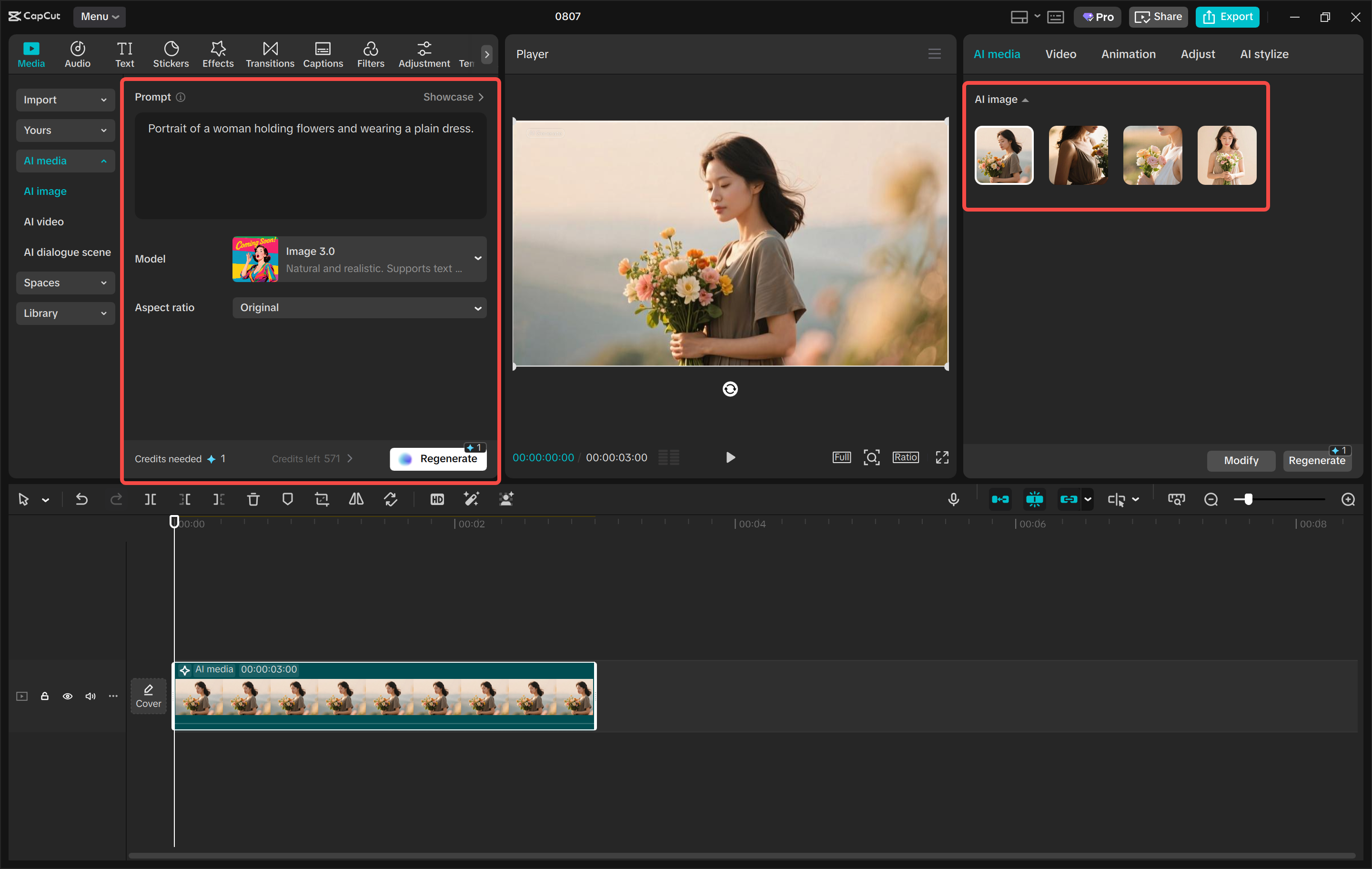 Generating images with AI in the CapCut desktop video editor