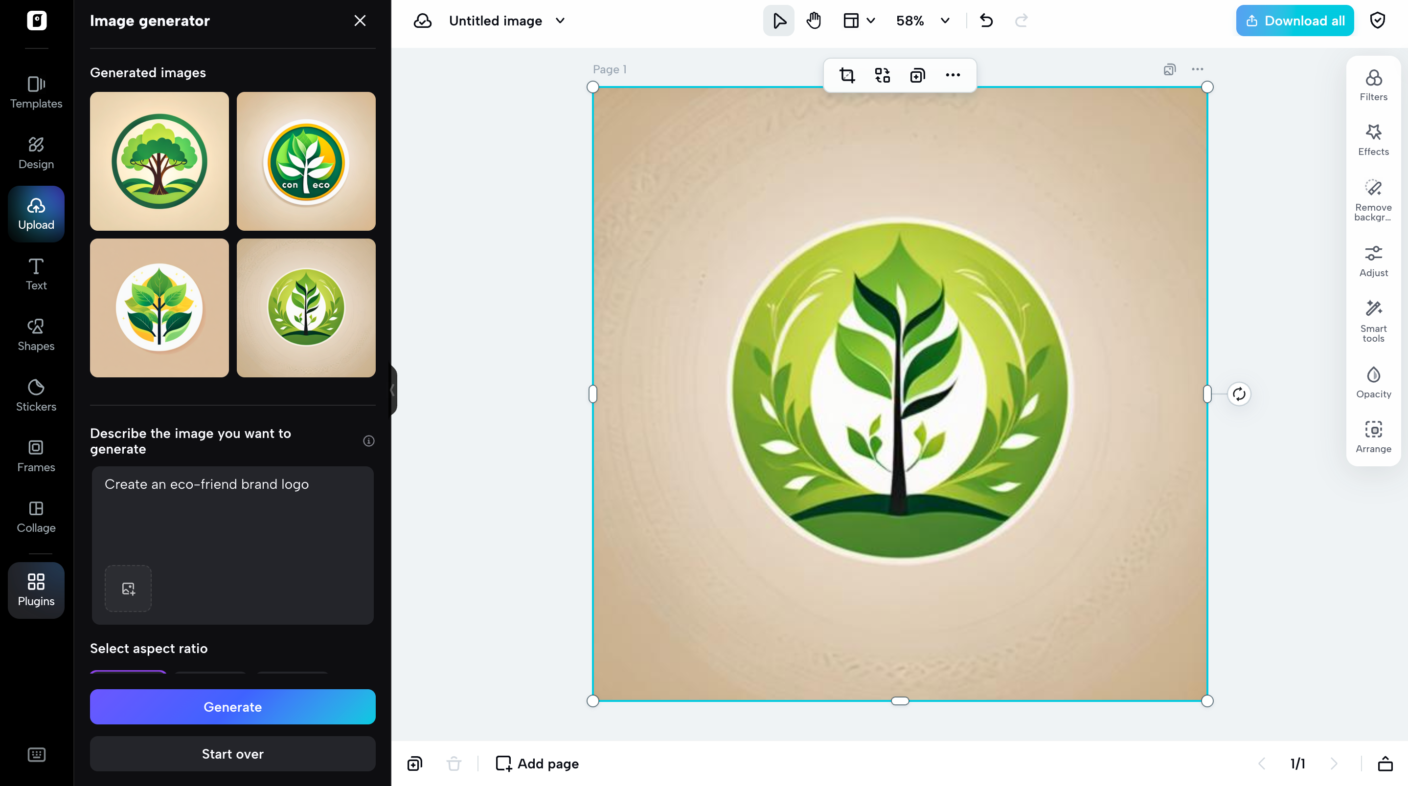 Creating digital branding content in Pippit