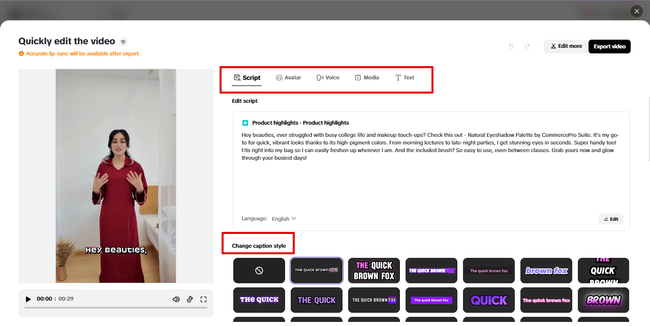 Quick editing UGC in Pippit