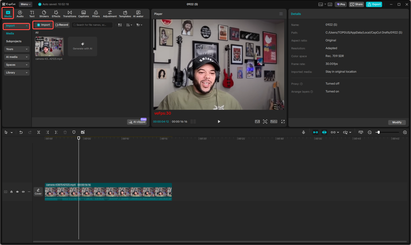 Import your video into the CapCut desktop video editor