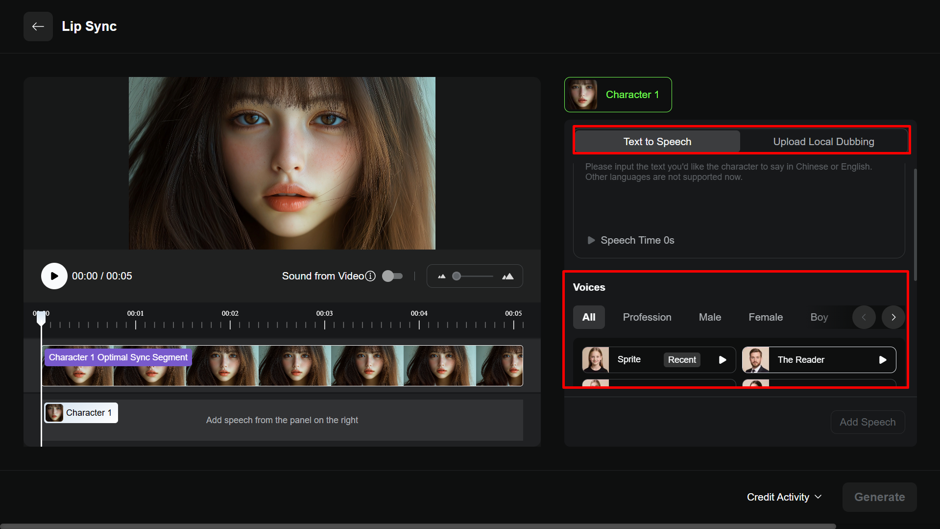 Adding audio for lip syncing using the Kling AI lip sync