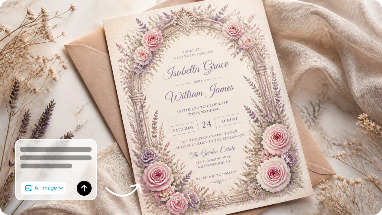 Genere una tarjeta de invitación con estilo completo a partir de cualquier idea
