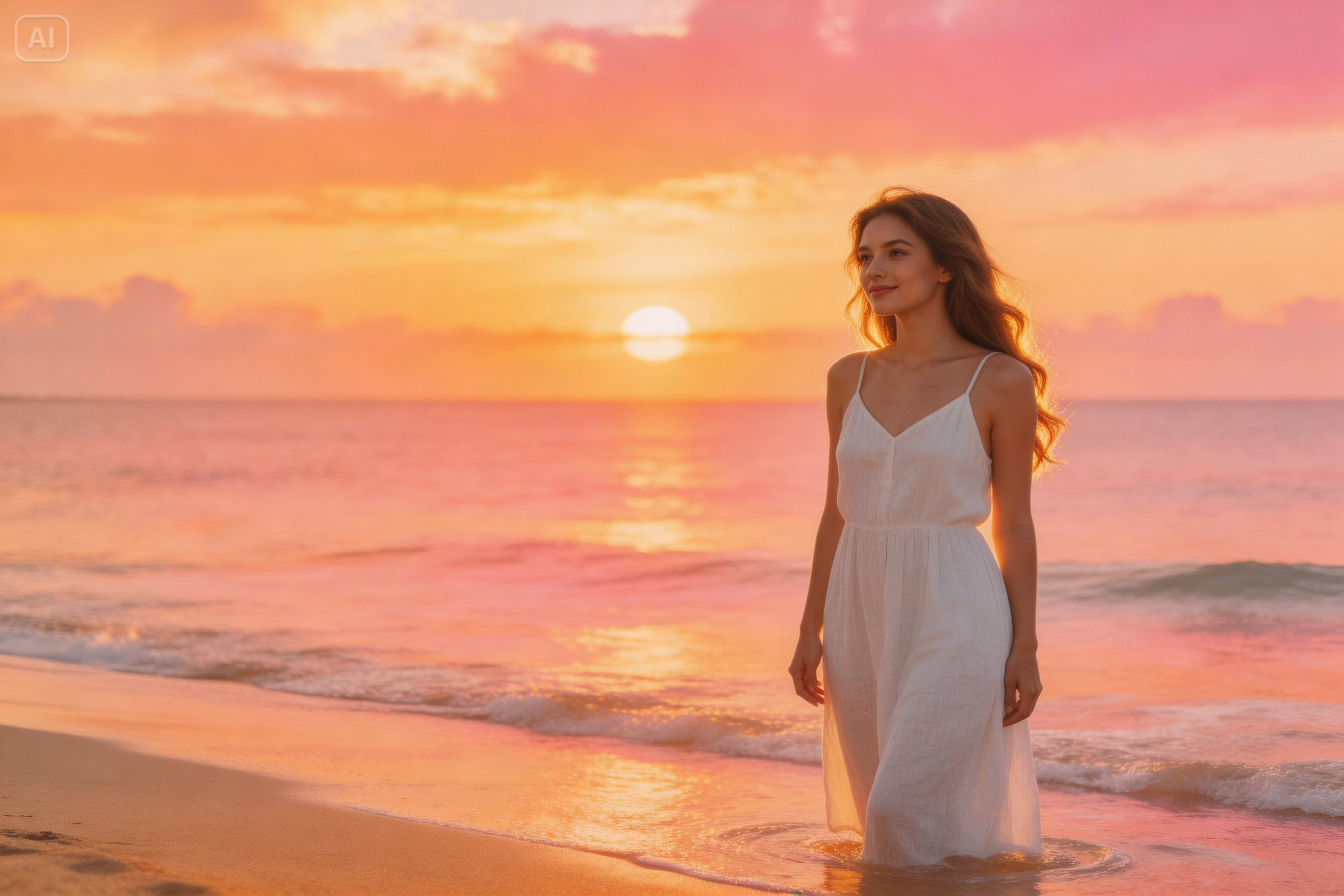 Vraag voor gemini ai beach zonsondergang foto