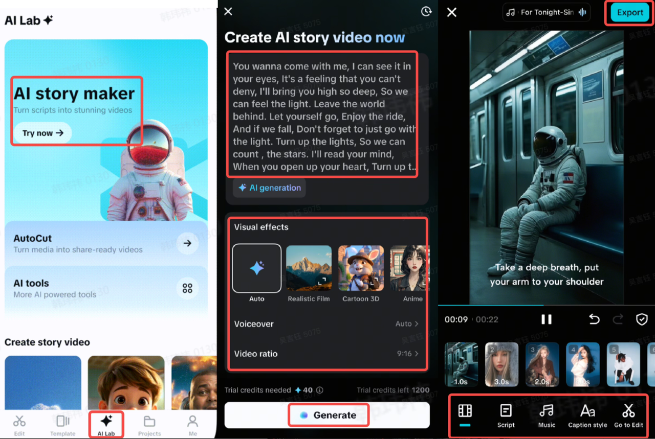 CapCut mobile - a powerful free AI video generator from text app