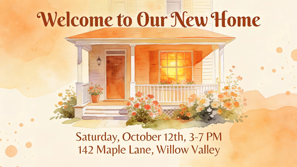 Watercolor home invite image