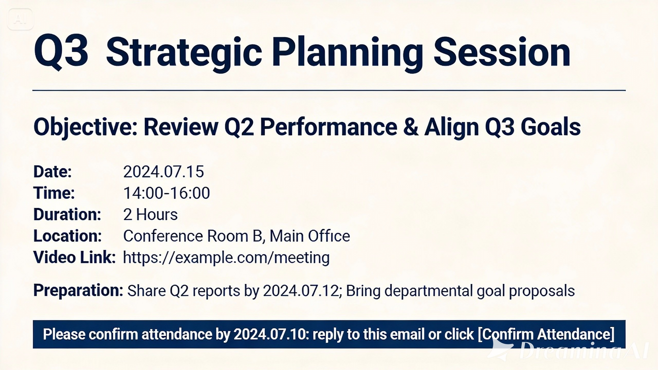 Email invitation for meeting