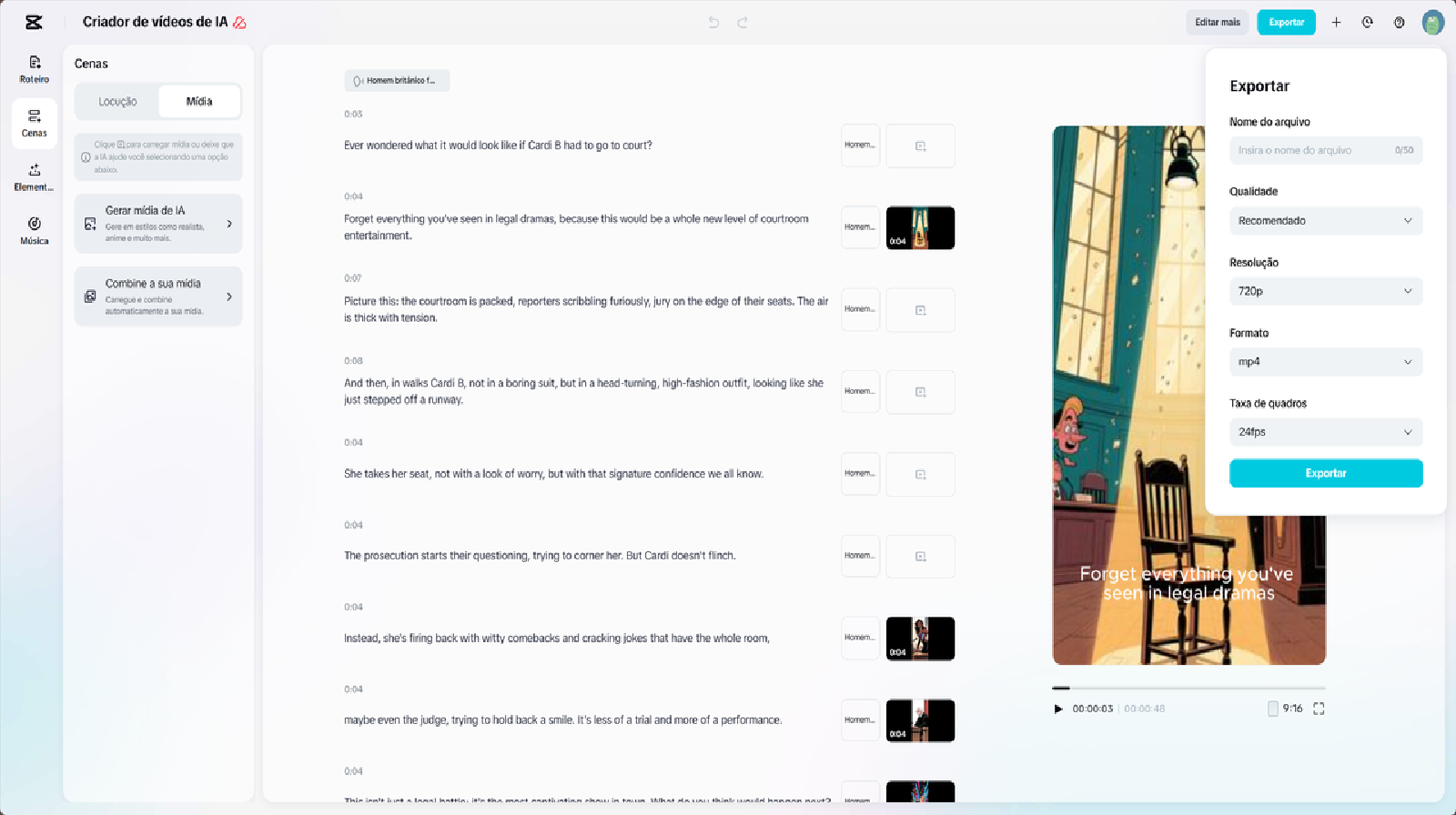 Exportação de vídeo criativo de Carnaval