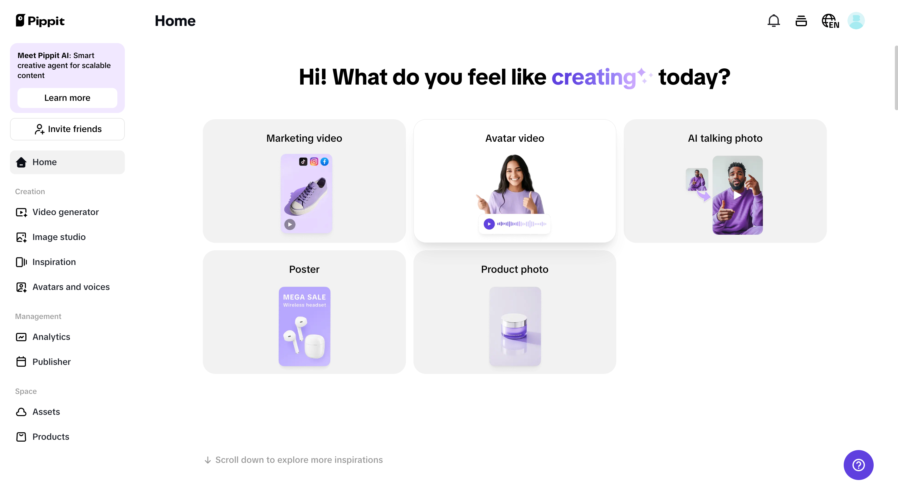 Pippit's interface