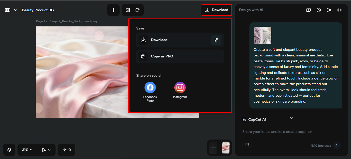 Exporting the media from the CapCut desktop video editor