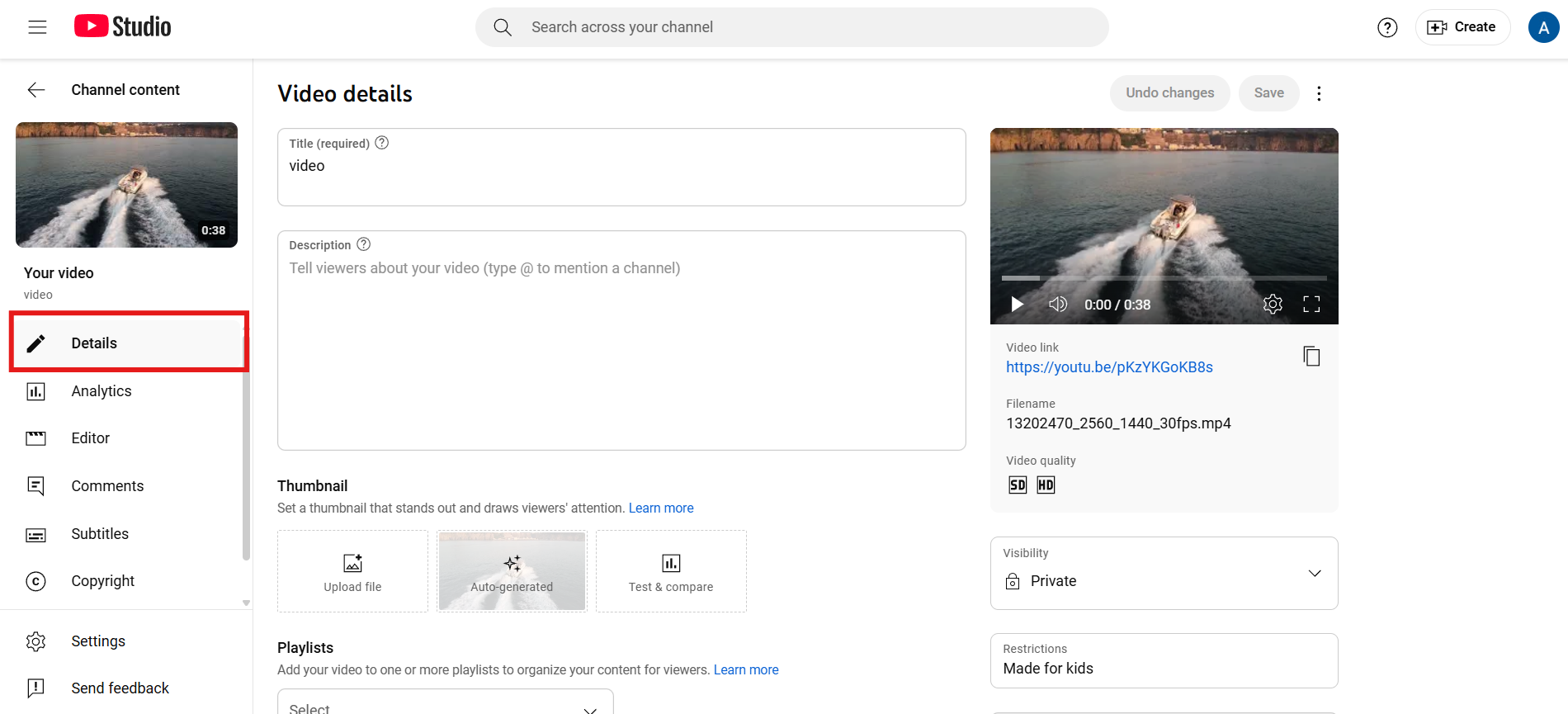 Go to Details section