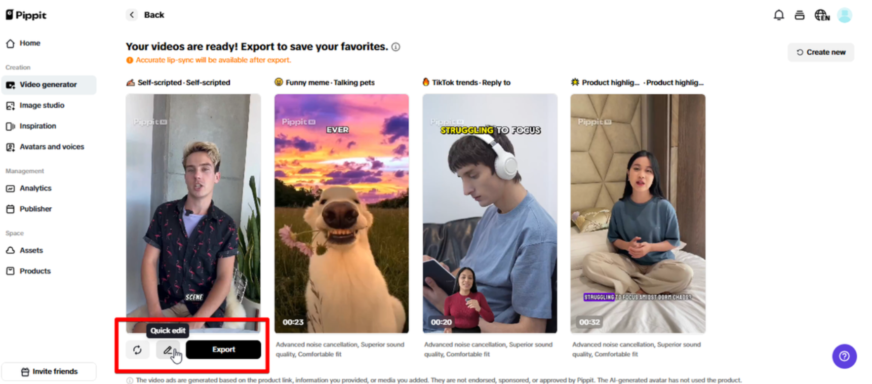 Generate videos