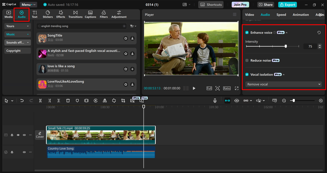 Adding music to video in the CapCut desktop video editor