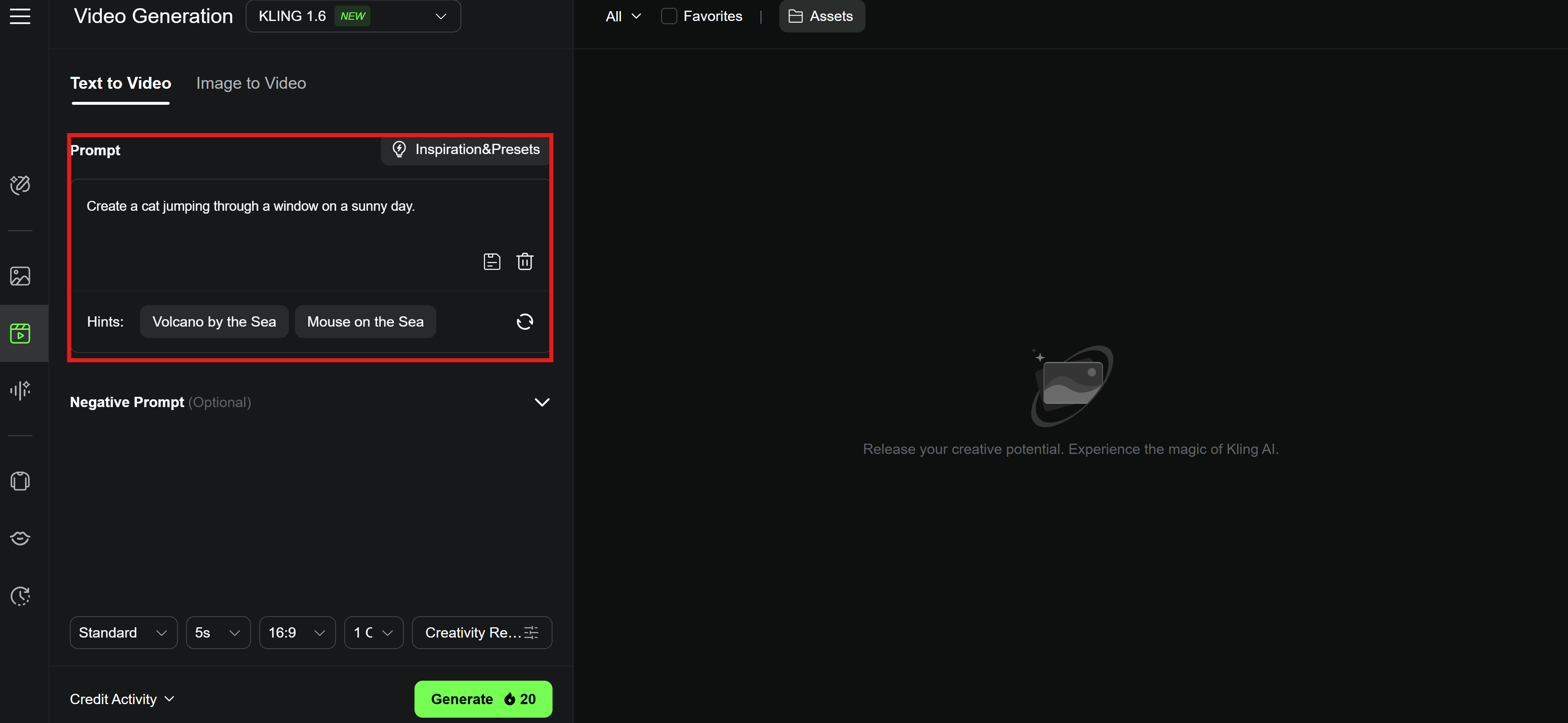 AI Kling Immagine al generatore video