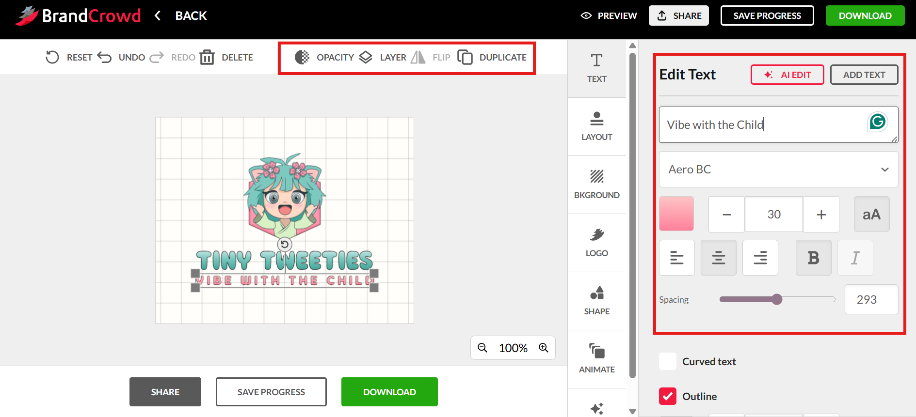 Personalize o design