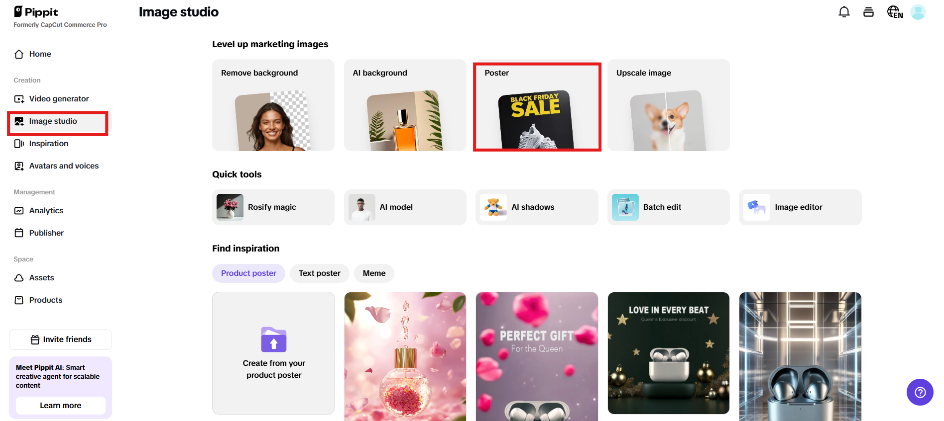 Choose Poster from Image studio