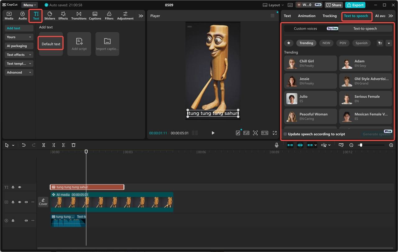 Edit the generated video