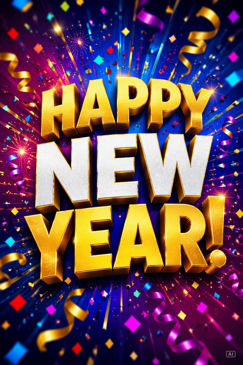 New Year card confetti burst image generated by Pippit