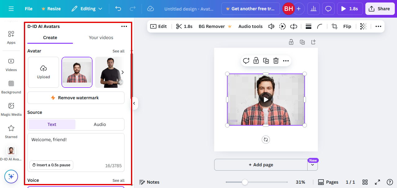 Canva photo avatar maker