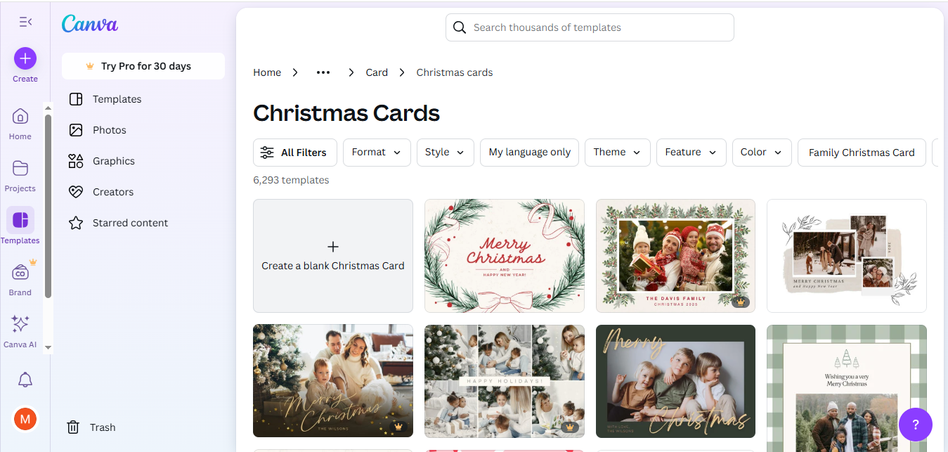 Canva - the best tool to get a Christmas card template