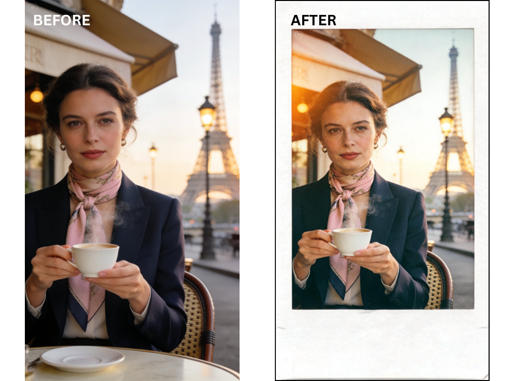 Segera untuk efek polaroid perjalanan jam emas