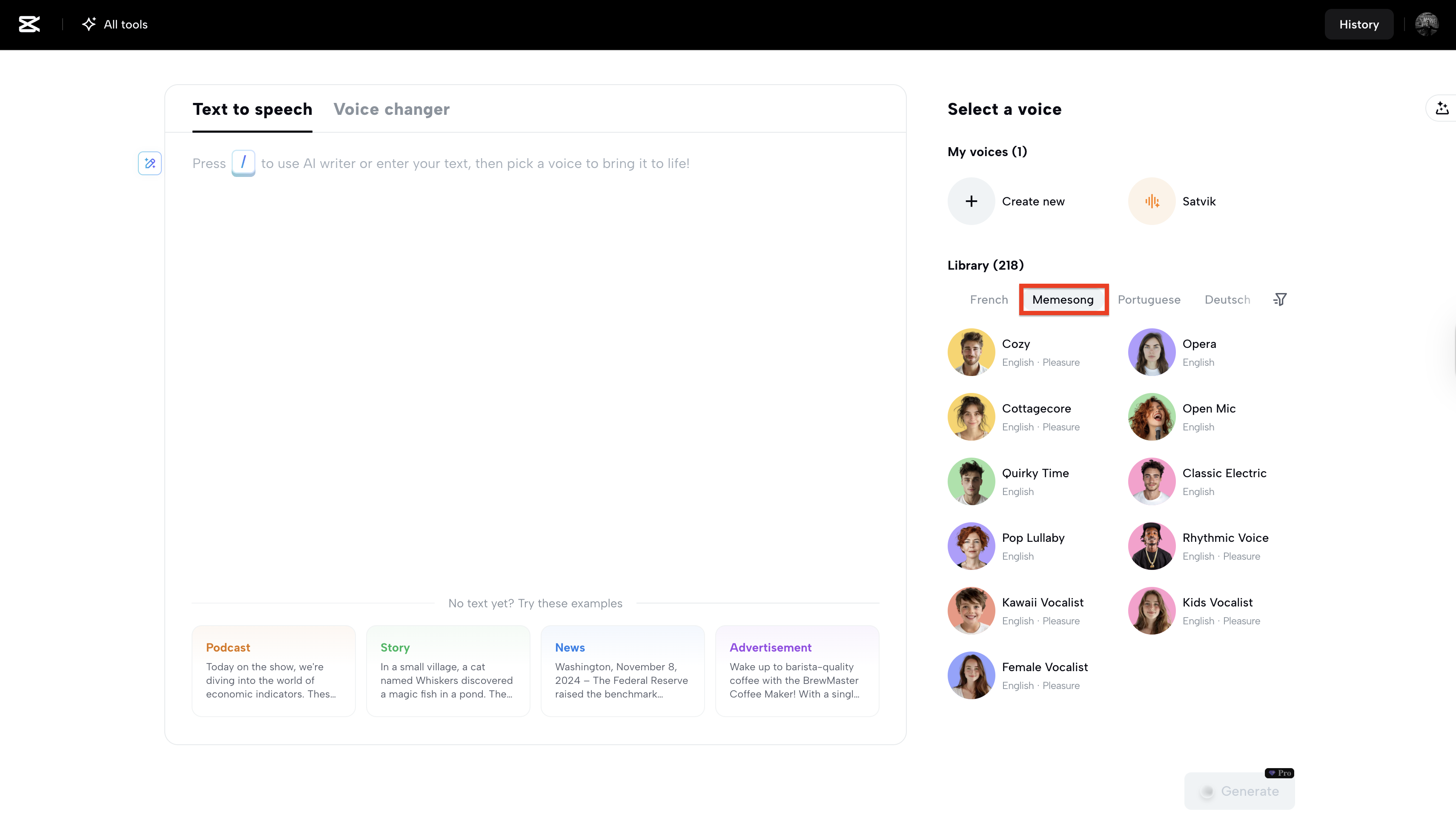 Vyberte kategorii Memesong