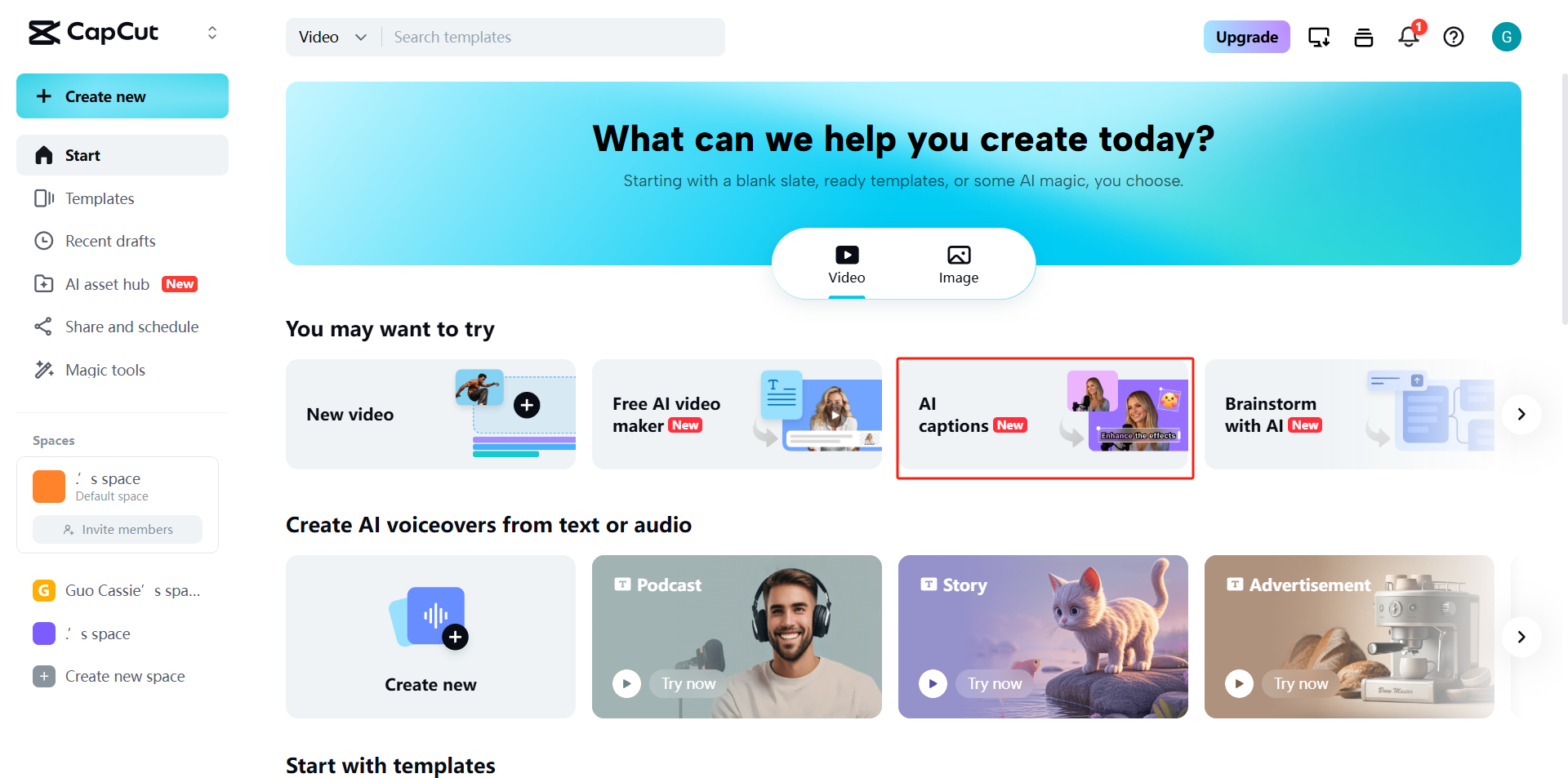 CapCut Web homepage
