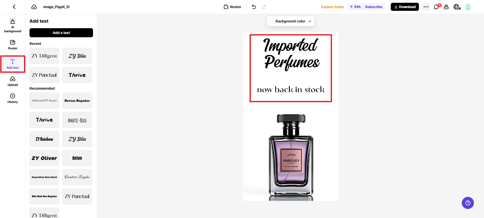 Add relevant text to your poster