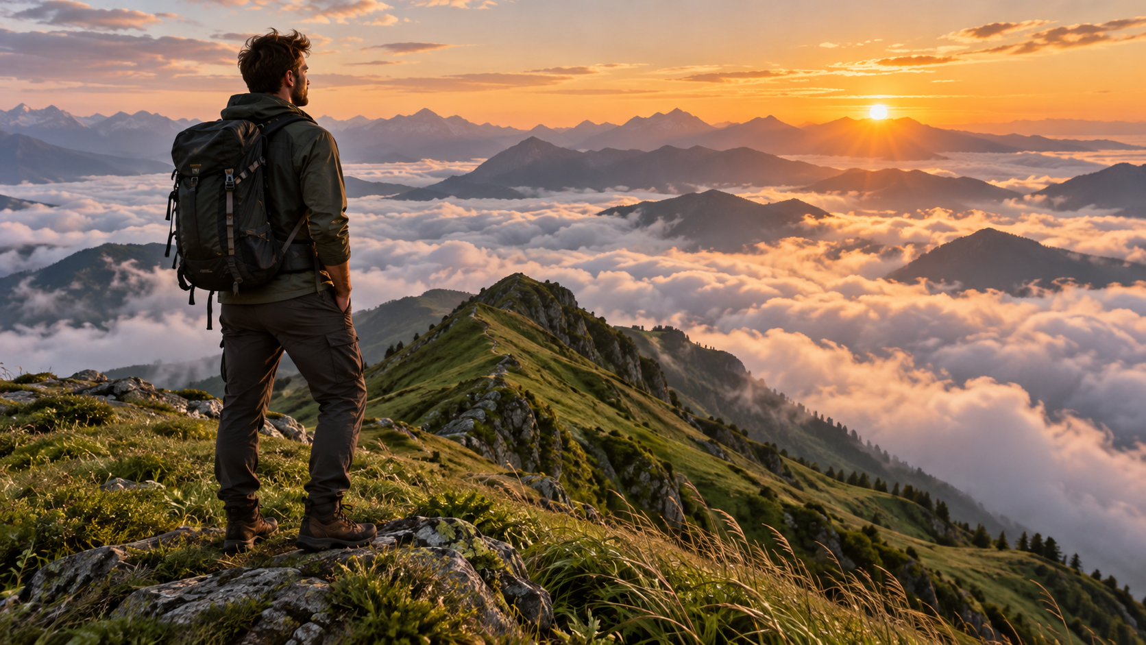 Gemini AI photo prompts: Sunrise Ridge Travel Portrait