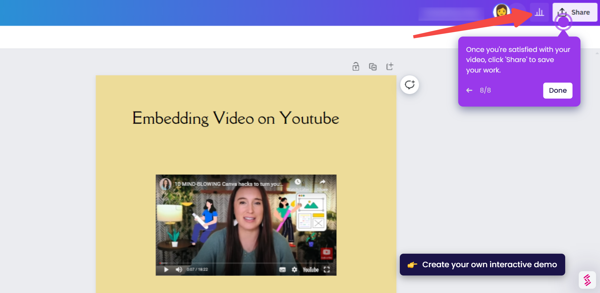 Adding the video to the Canva design