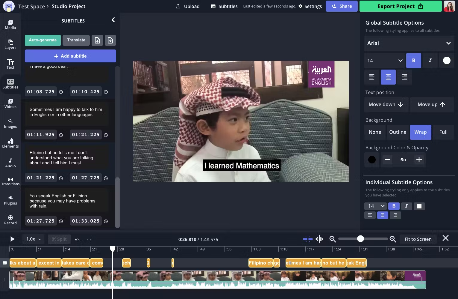 Interface of Kapwing - another free Reddit video editor