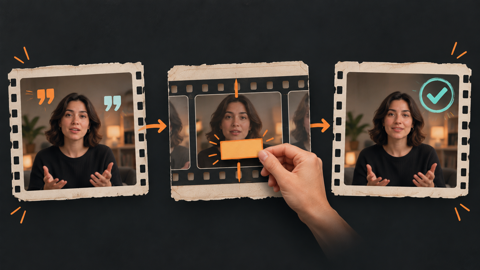 Original editorial film-strip illustration showing one problem one revision and one replay check