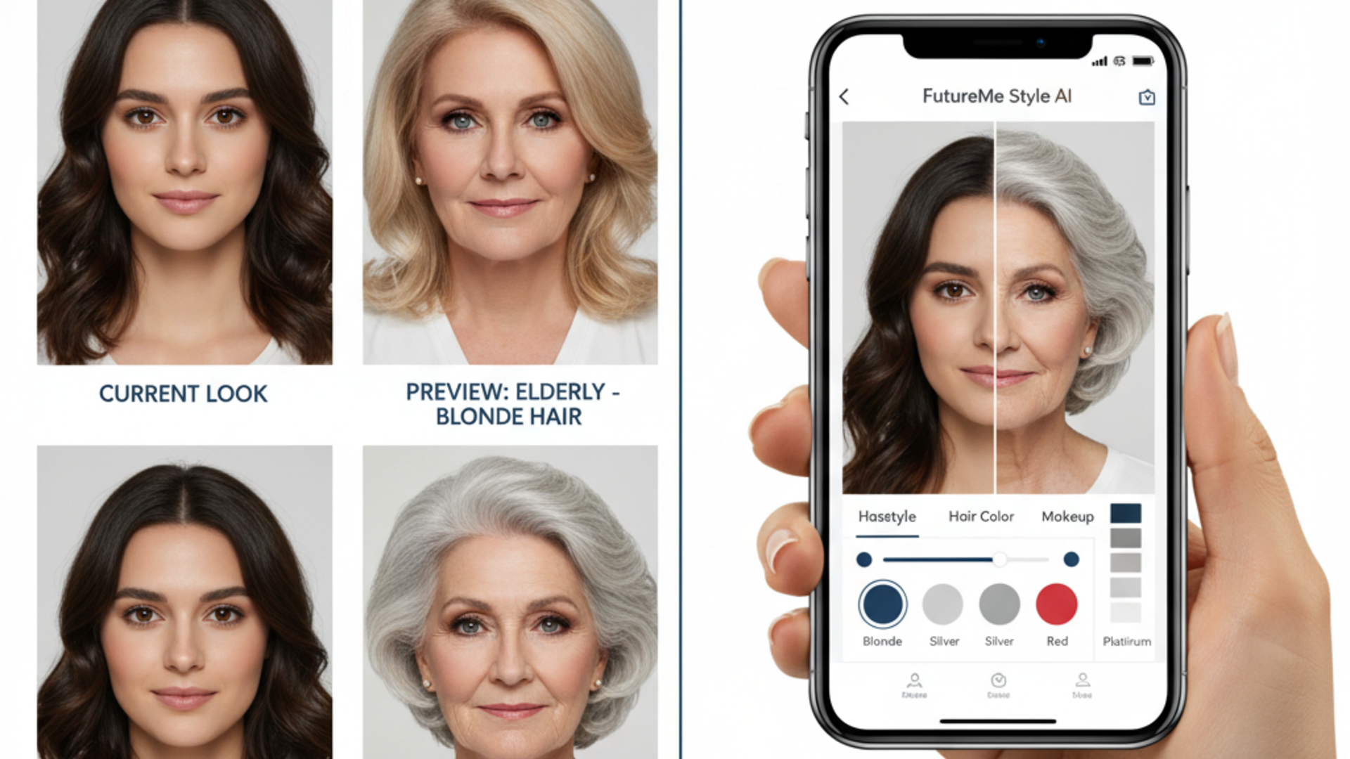 Güzellik ve tarz denemeleri için yapay zeka yaş filtreleri