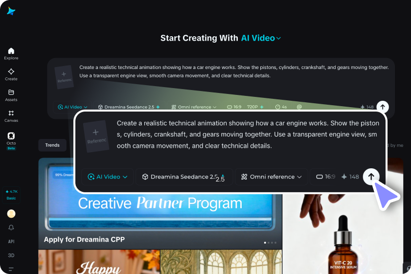 Upload references and enter prompts
