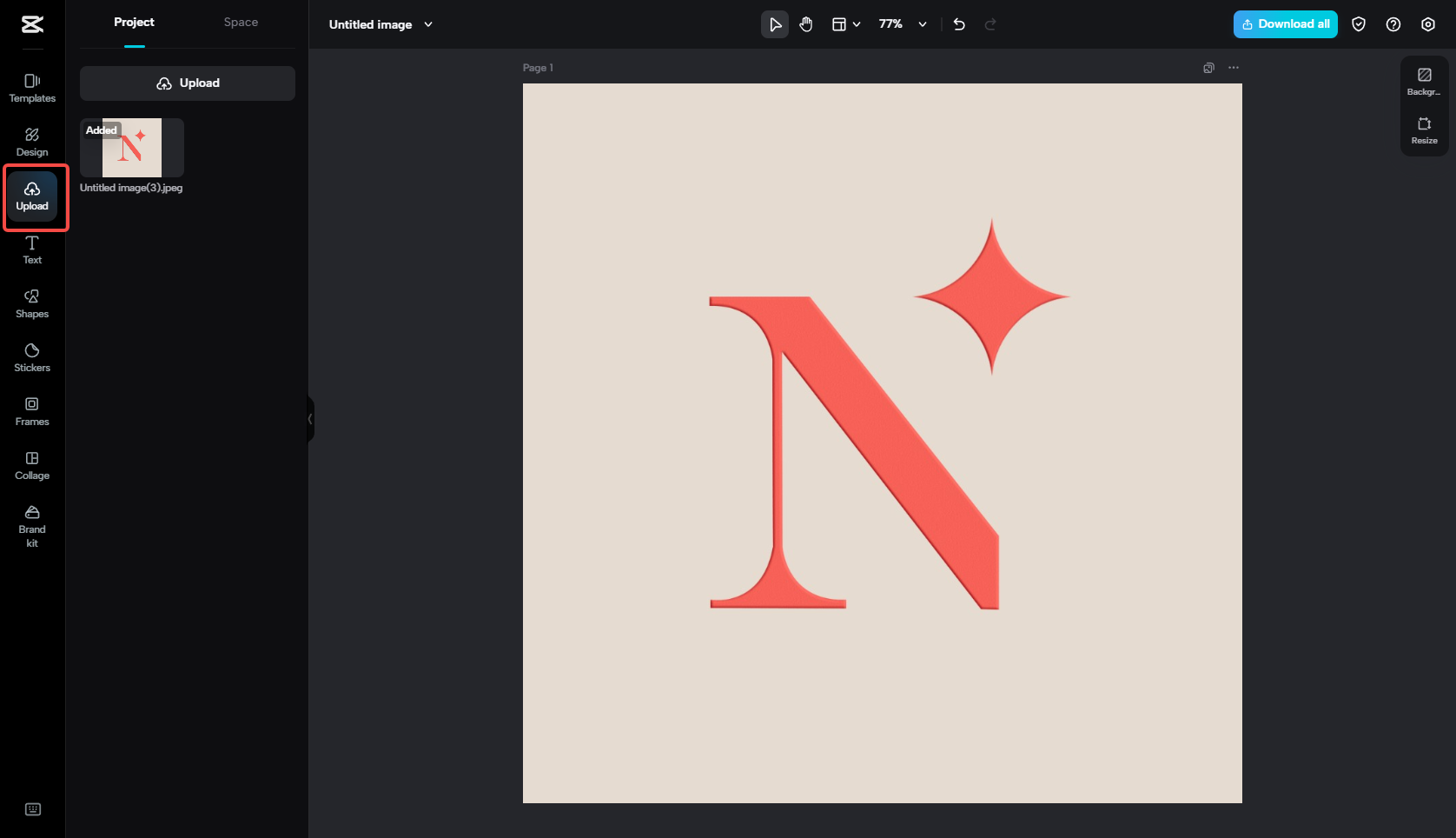 Upload the logo design