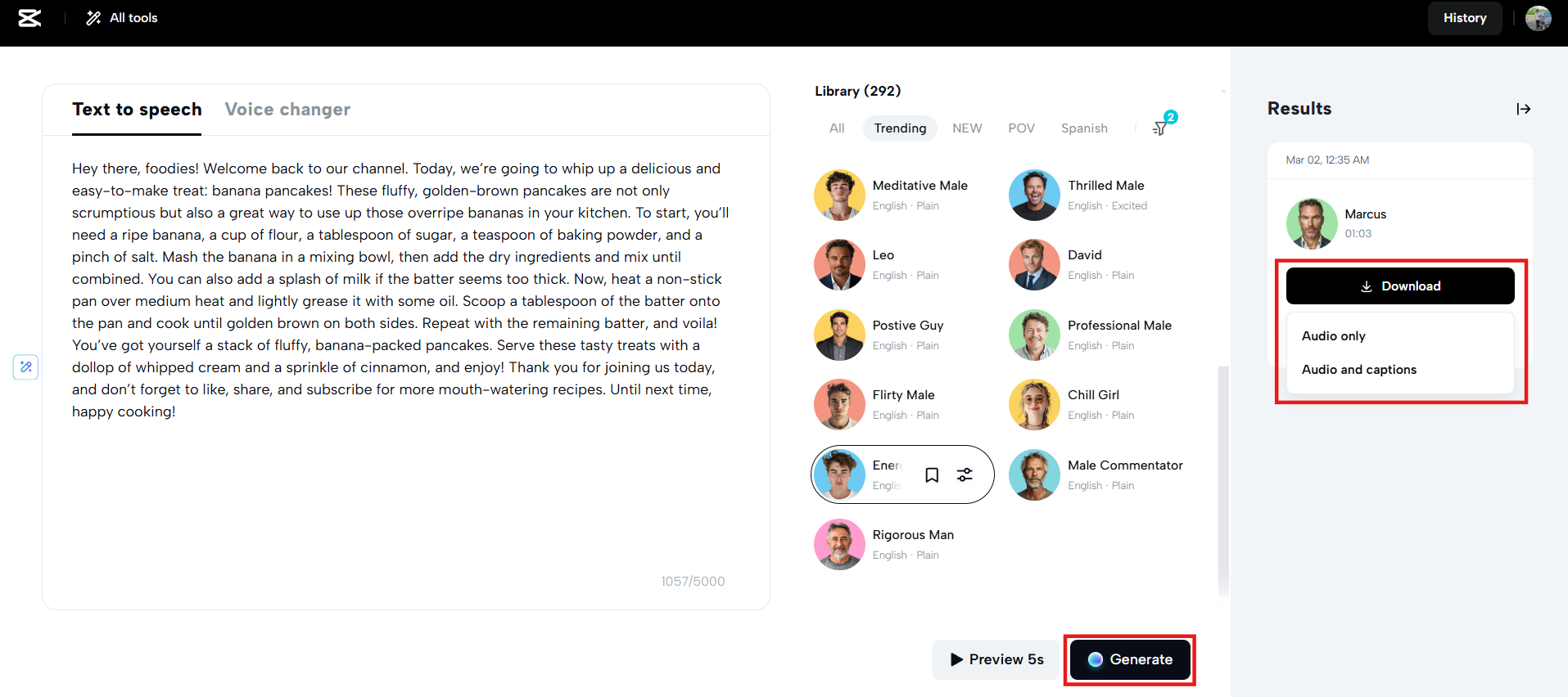 Generate and download