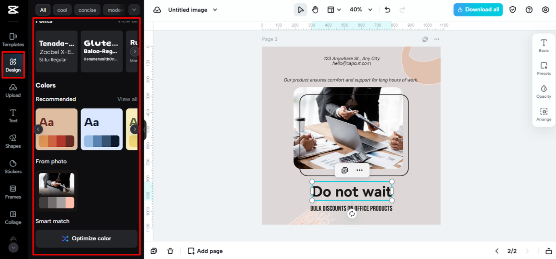 การปรับสีด้วยคลิกเดียวใน CapCut Web