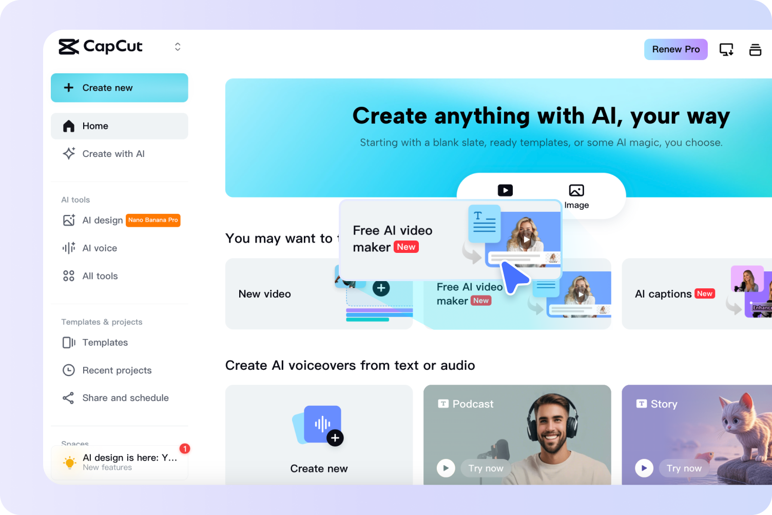 Accessing CapCut's video generator agent online