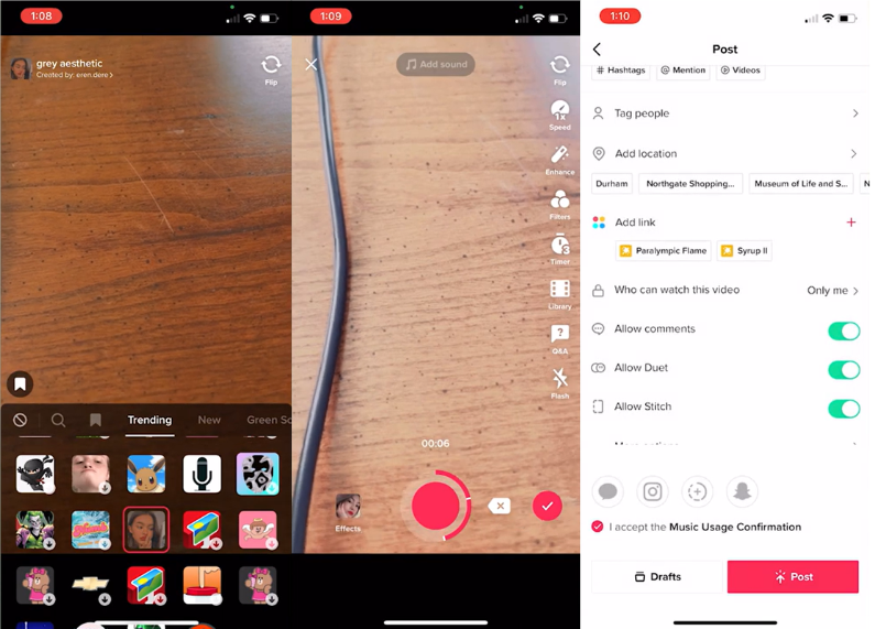 Showing how to use multiple filters on TikTok