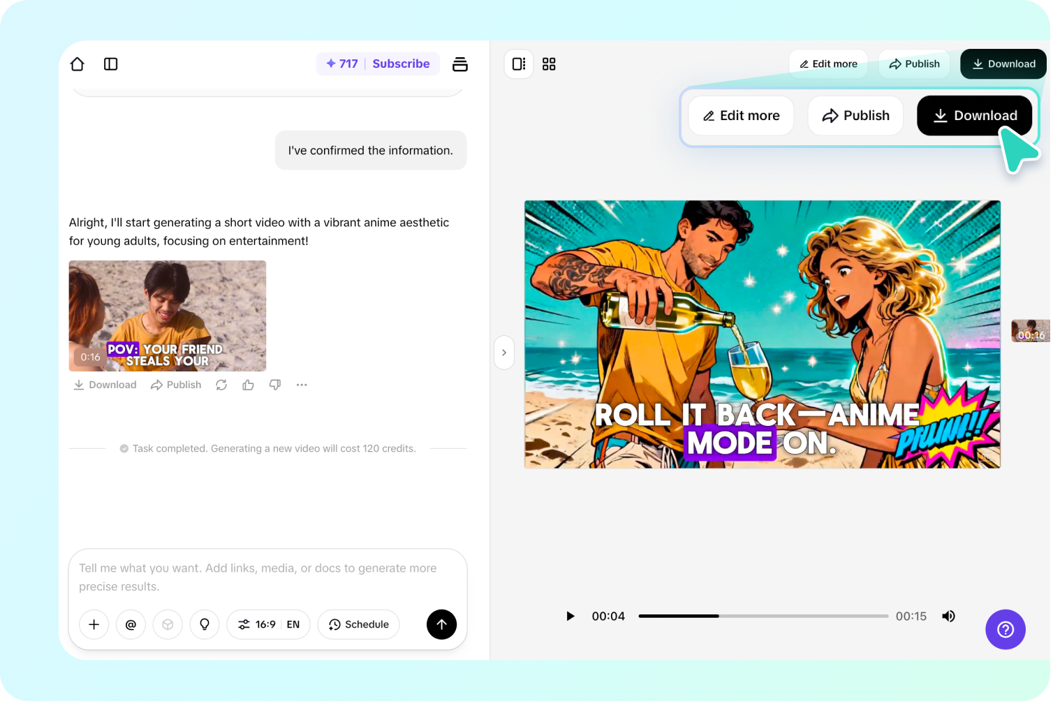  Exporting style-transferred video from Pippit