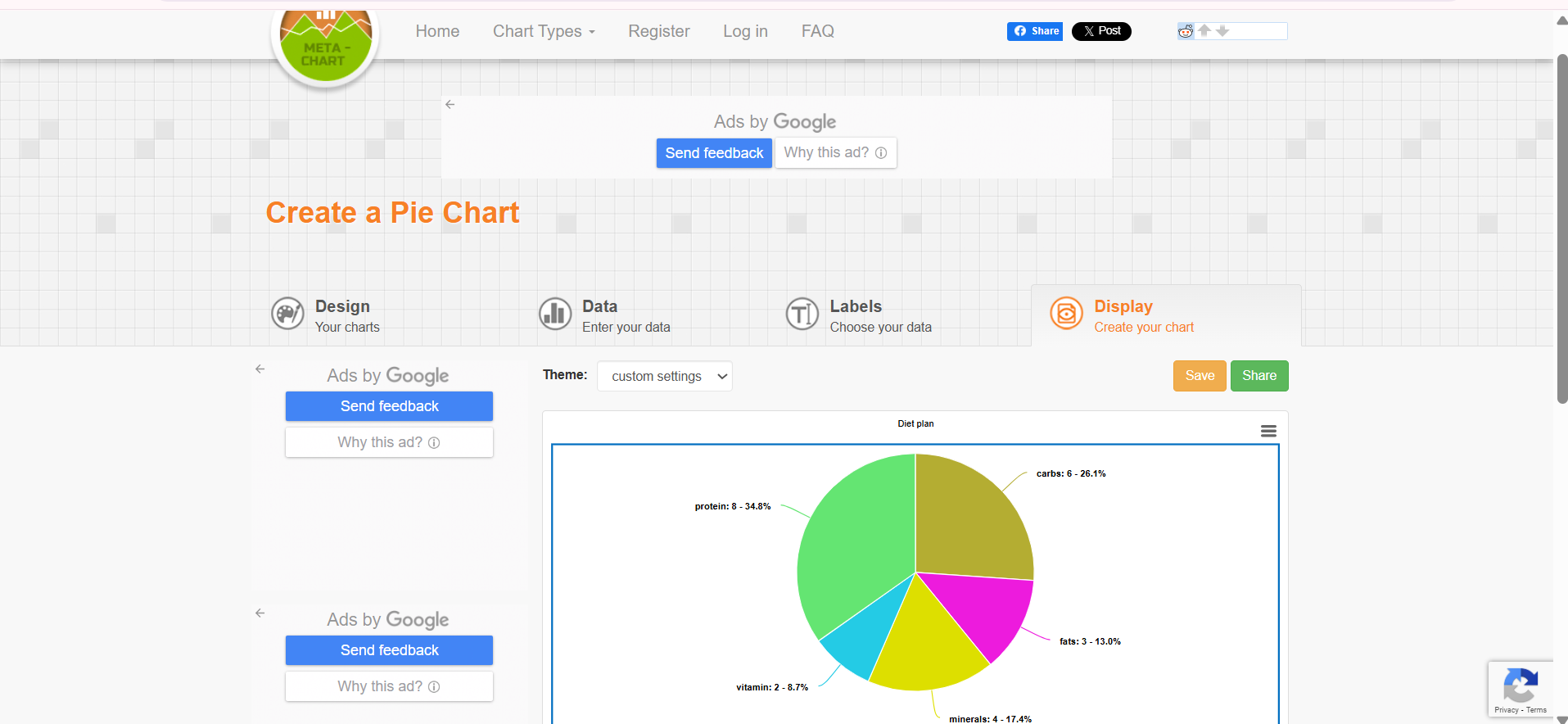 Interface of Meta-Chart - another best pie graph creator